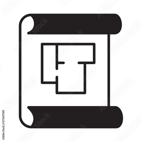 Solid Line BLUE PRINT design vector icon