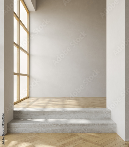 Empty interior room with podium 3d illustration