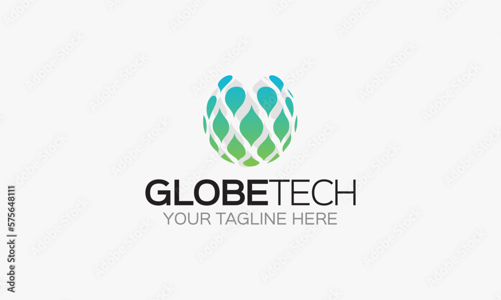 Globe Tech Logo, Globe Logo, Tech Logo, Technology Logo,  Logo Stock