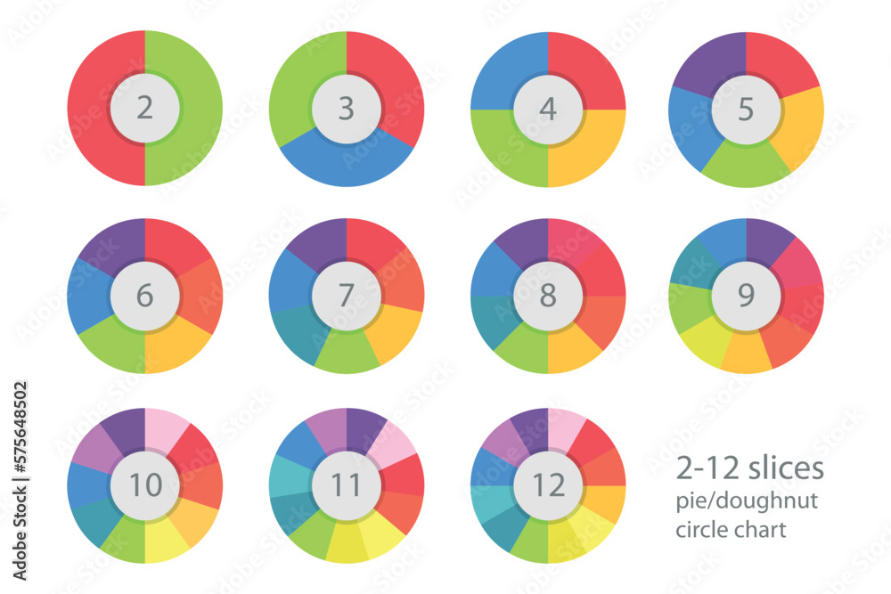 Pie Or Doughnut Circle Chart From 2 To 12 Equal Slices Set Of Round pie-or-doughnut-circle-chart-from-2-to-12-equal-slices-set-of-round