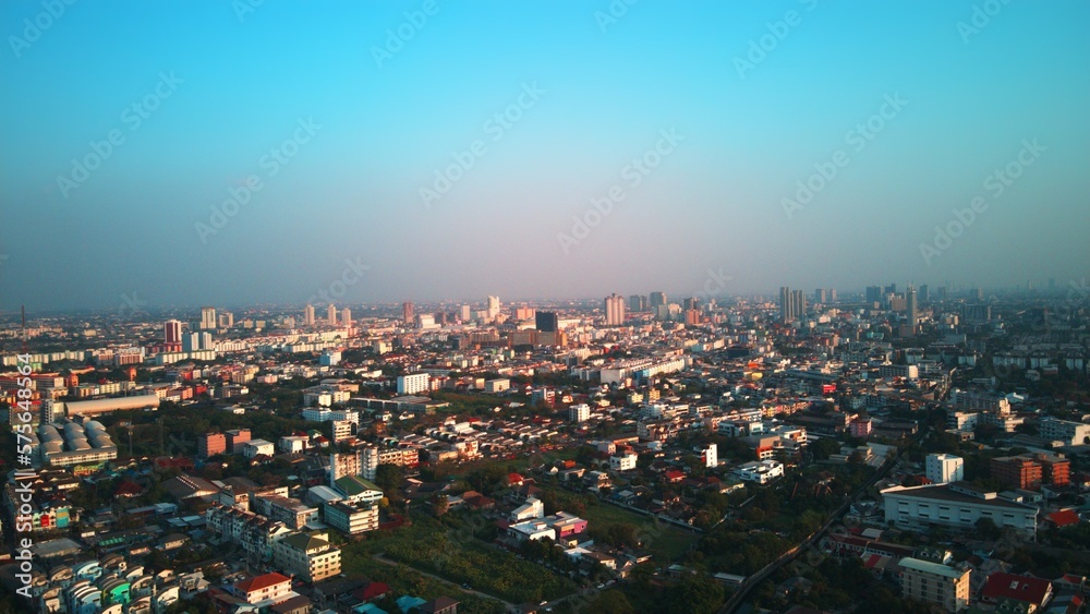 Aerial view Particulate Matter 2.5 in Bangkok city,Thailand