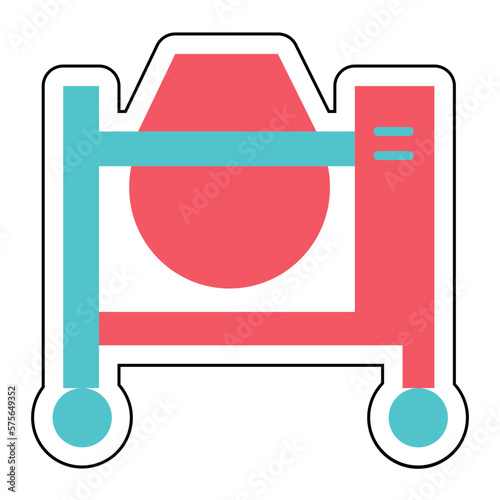 Sticker CONCRETE MIXER design vector icon