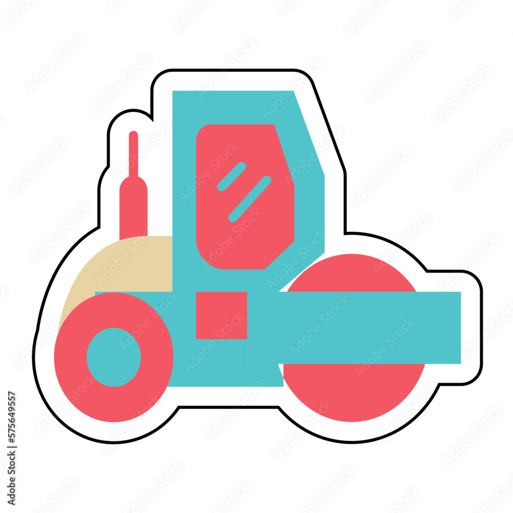 Sticker ROAD ROLLER design vector icon Sticker ROAD ROLLER design vector icon