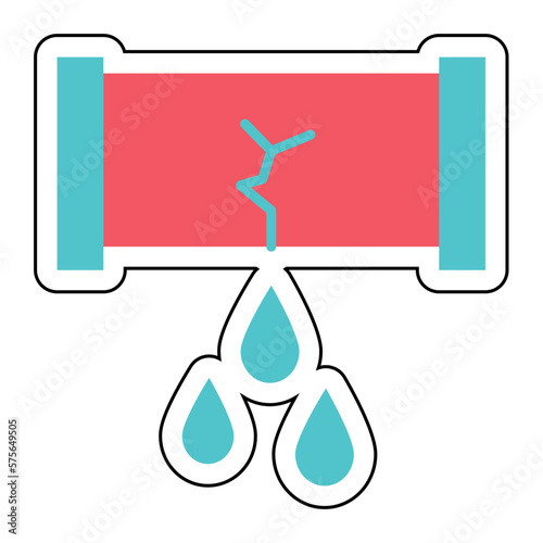 Sticker PIPE LEAK design vector icon