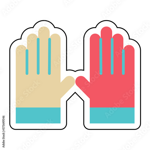 Sticker PROTECTIVE GLOVES design vector icon