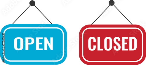 Vector Images of various signs open and closed on a transparent background