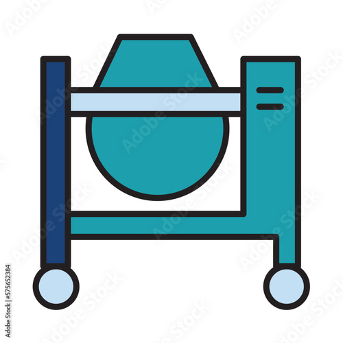 Filled Line CONCRETE MIXER design vector icon