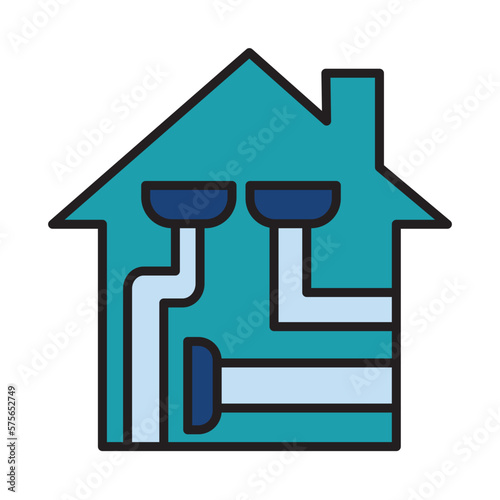 Filled Line PLUMBING INSTALATION design vector icon