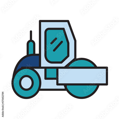 Filled Line ROAD ROLLER design vector icon