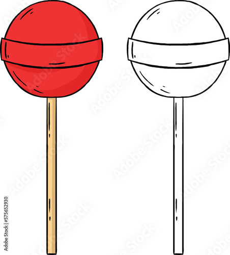 Red lollipop. Perfect for practicing coloring, drawing, printing, wallpaper, prints, cards, etc.