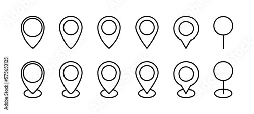 Location pointers set. Flat isolated location pointers icon set. Map pin collection. Global positioning system concept icon. Vector graphic