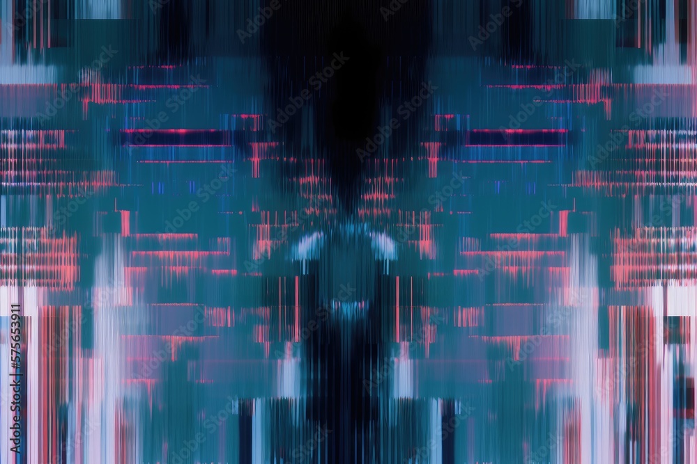 Cyberpunk TV Set Design with Digital Distortion and Pixelated Patterns ...