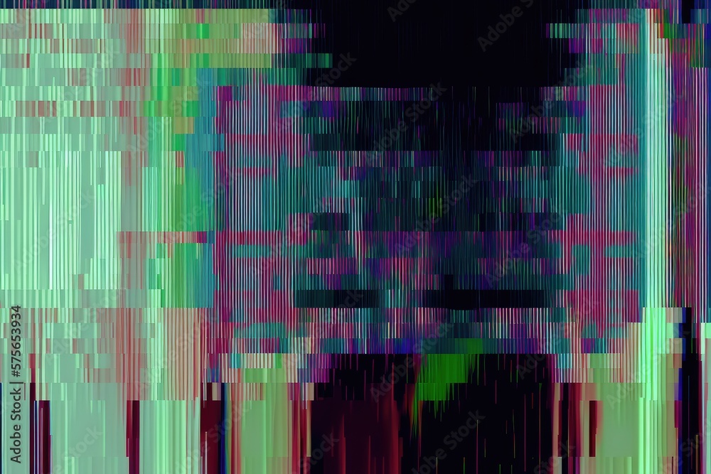 Cyberpunk TV Set Design with Digital Distortion and Pixelated Patterns ...