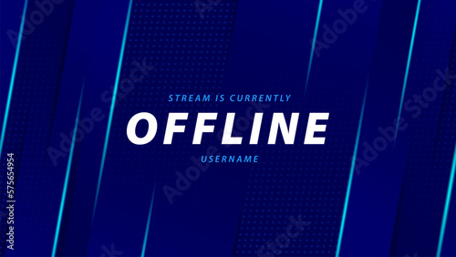 Offline stream twitch banner. Screensaver offline streaming background with blue line gradient. Modern gaming offline screen overlay template. Vector illustration.
