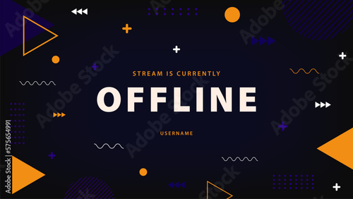 Offline stream twitch banner. Screensaver offline streaming background. Modern gaming offline screen overlay template. Vector illustration.