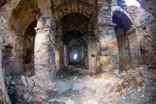 Altinsac church / Van - Turkey . Lake in Van Lake . photo