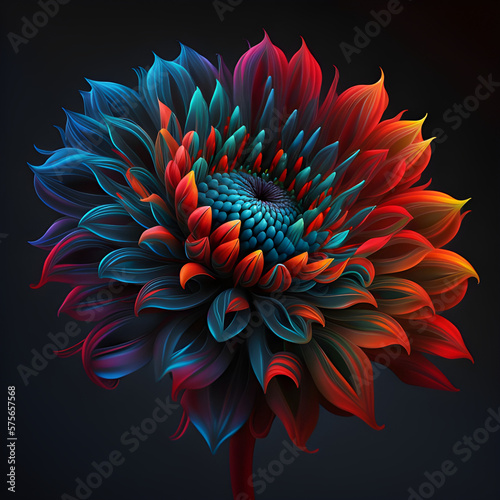 Rainbow Bloom  Celebrating Nature s Vibrant Colors in a Single Flower.Created with Generative AI     