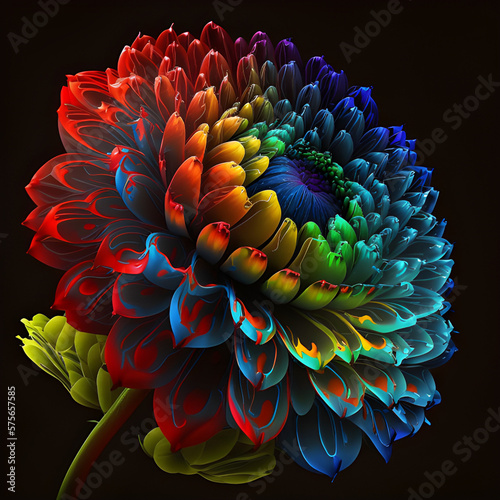Rainbow Bloom: Celebrating Nature's Vibrant Colors in a Single Flower.Created with Generative AI




