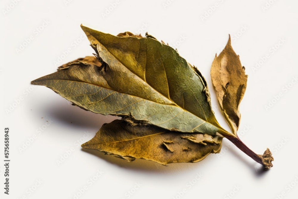 Isolated on white, dried tea leaves. perspective from on high. Generative AI Isolated on white, dried tea leaves. perspective from on high. Generative AI