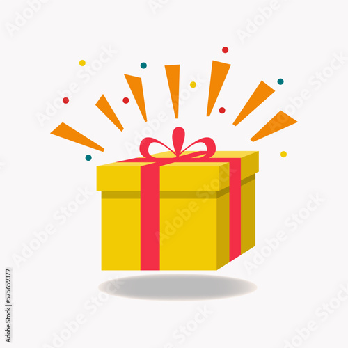 Surprise yellow gift box, special giveaway package or any rewards program