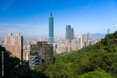 台湾 台北市 象山、展望台（摂手平台）から見る台北の街並み