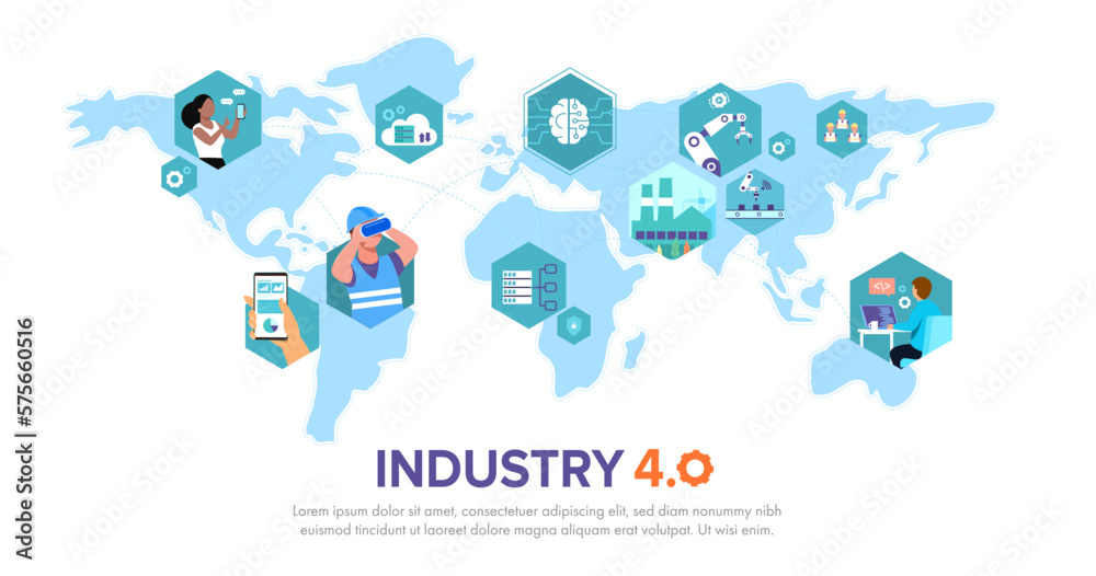 Cyber Physical Systems concept Infographic of industry 4.0.