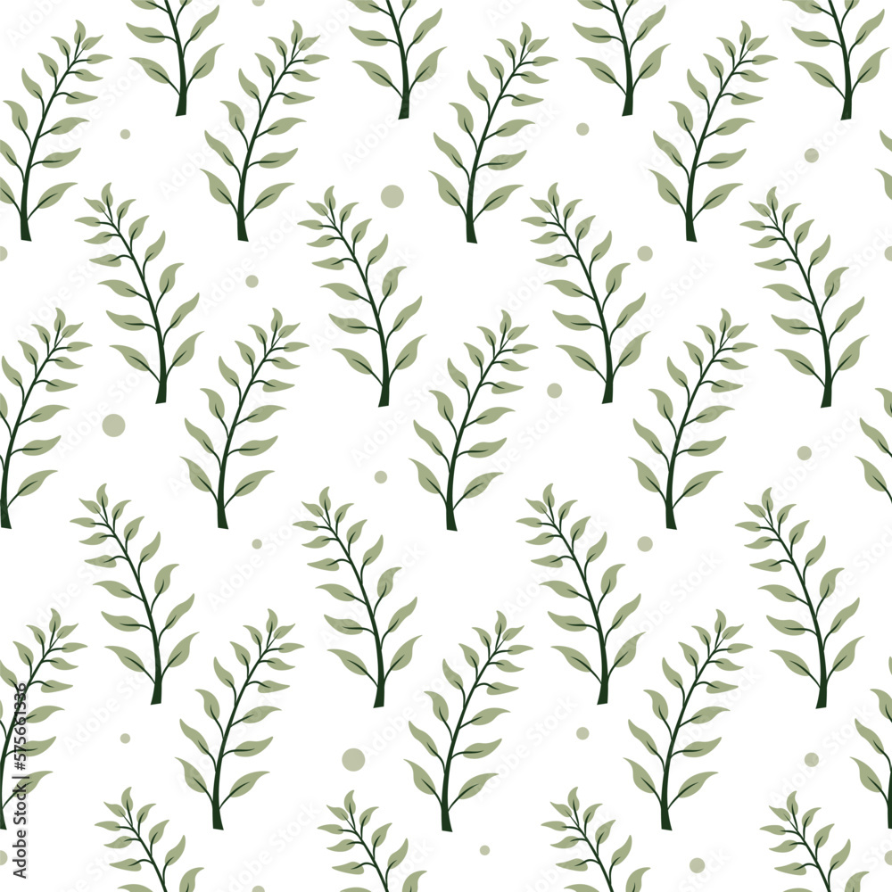 Seamless pattern with branches on a white background