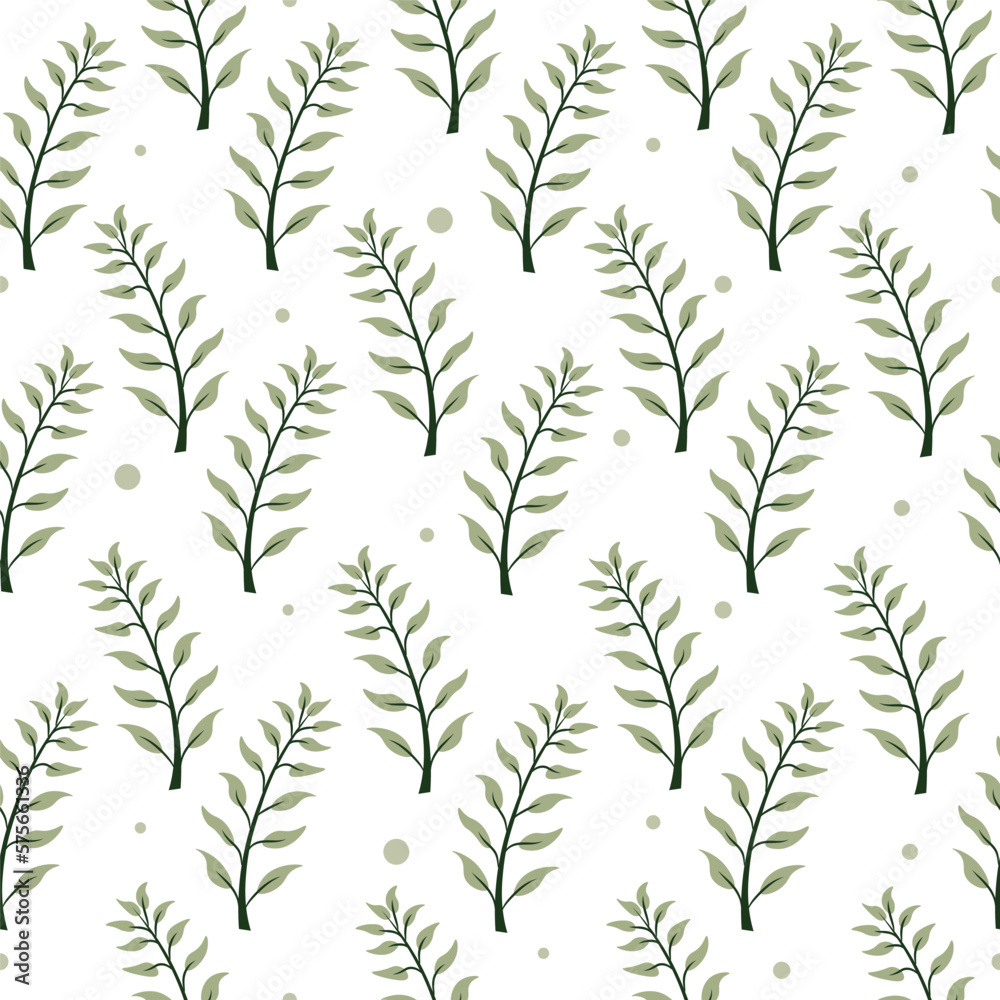 Obraz premium Seamless pattern with branches on a white background