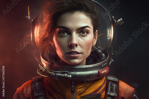 Astronaut woman portrait concept. Generative AI