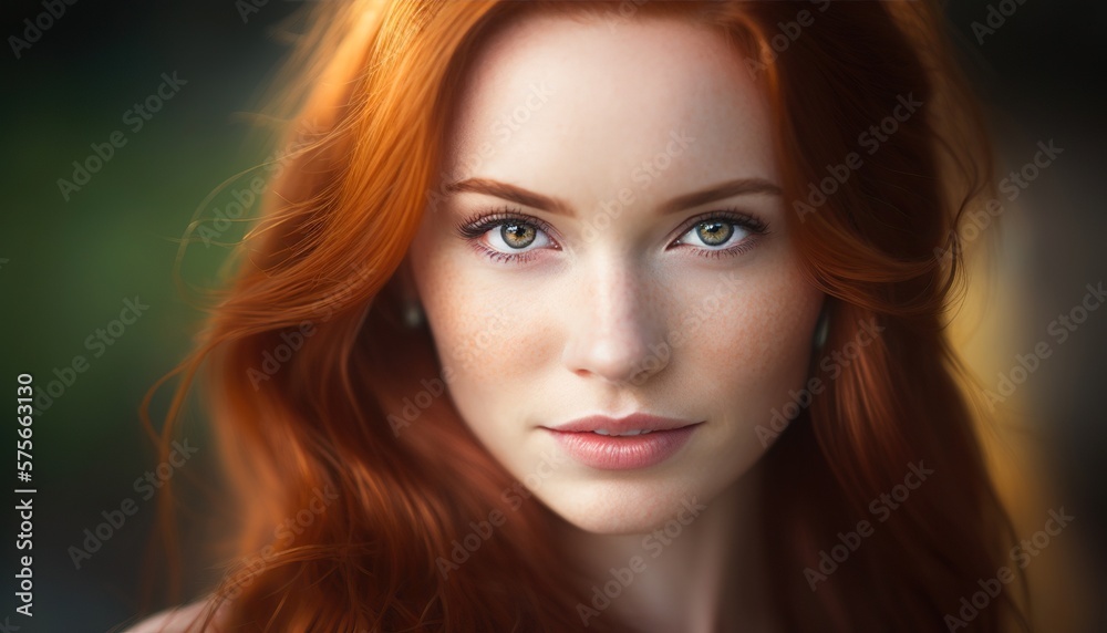 Beautiful woman with red hair - Generative ai Beautiful woman with red hair - Generative ai