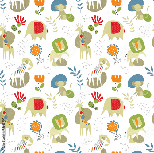 Photo Cute pattern with African animals