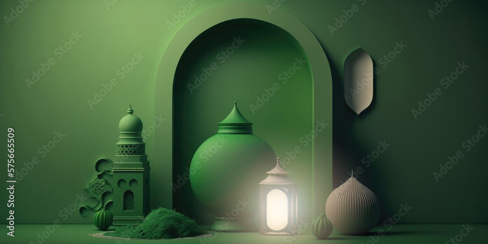 ai generated arabic ornamental lantern on panorama format ai generated arabic ornamental lantern on panorama format