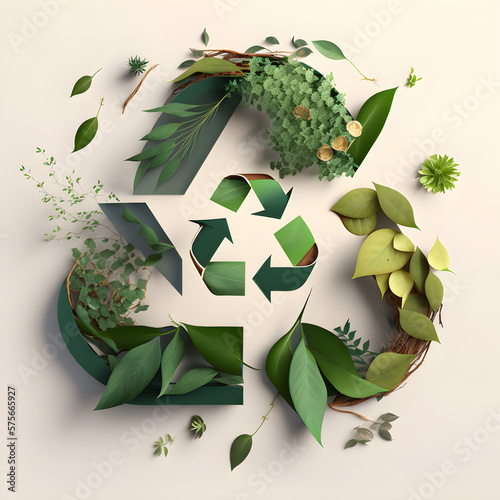 Recycle Icon Plants Sustainability Leaves Natual Global Environment (ID: 575665927)