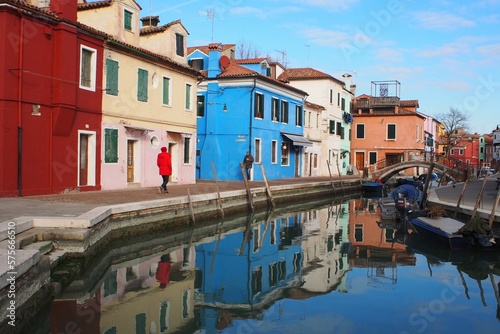 Colorful homes along canal in Burano