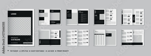 16 Pages product catalog, company profile, proposal, portfolio, magazine, annual report, a4 size template design