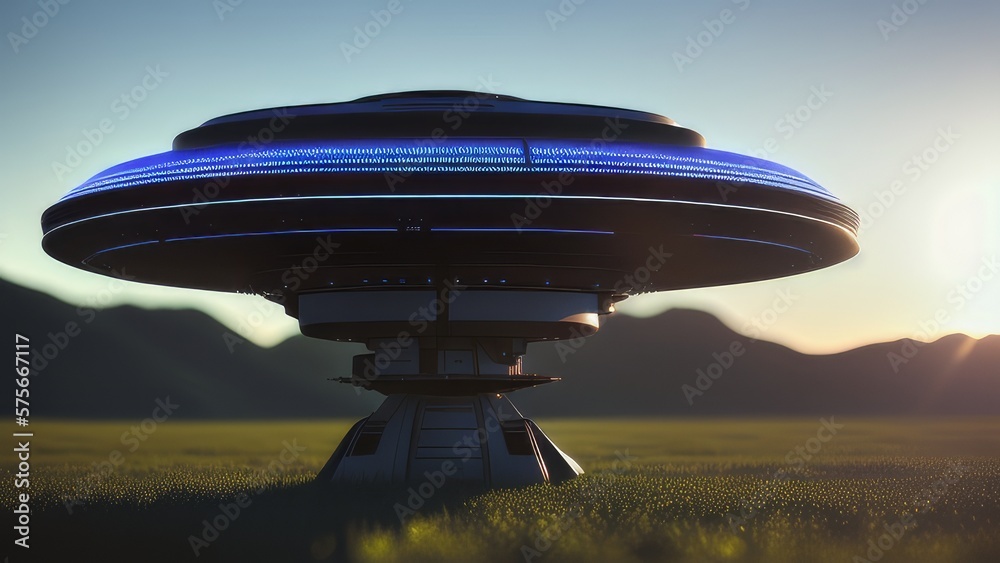 Naklejka premium ufo unidentified flying object hovering earth Generative AI