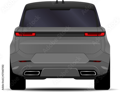 realistic SUV car. back view.