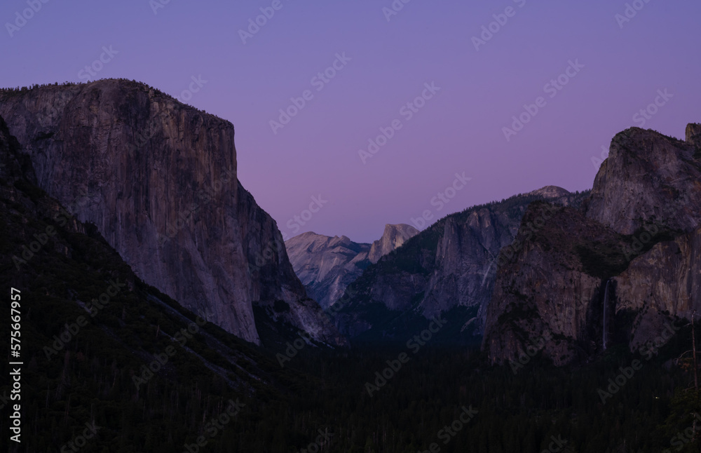 Purple Evening Light Over Yosemite Valley