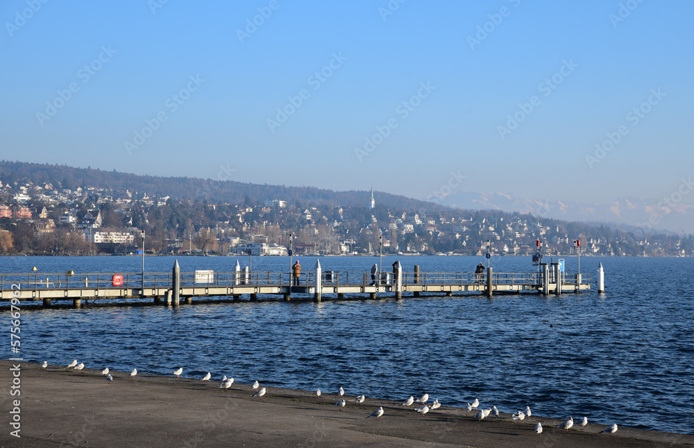Jetée sur le lac de Zurich. Suisse