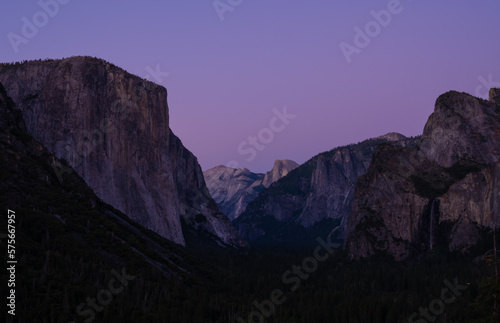 Purple Evening Light Over Yosemite Valley