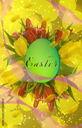 Happy easter! Card or Internet banner on Easter. Also can be used as flyer with discounts, 3d illustration