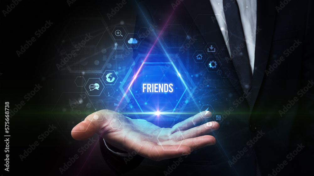Man hand holding social inscription Man hand holding social inscription
