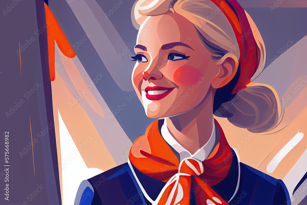 illustration ofcabin crew or air hostess in airplane by generative AI illustration ofcabin crew or air hostess in airplane by generative AI