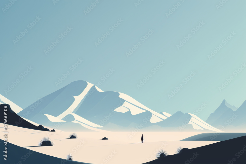 Cartoon minimalist, landscape, background, Generative IA Stock ...