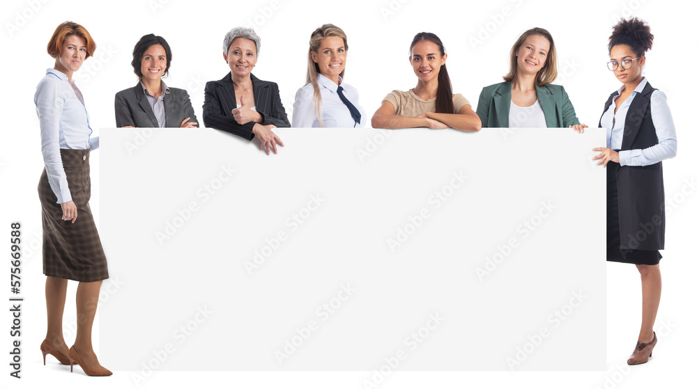 Business women with banner Business women with banner