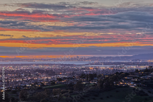 San Francisco Bay Area During Pink Sunset