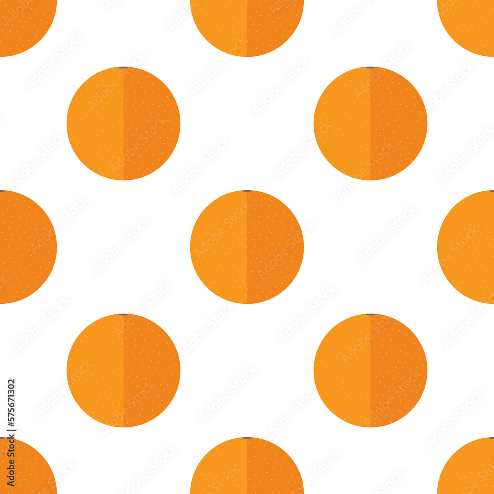 Seamless pattern with fresh oranges in flat style