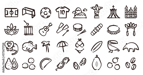 Brazil icon set (Hand-drawn line version)
