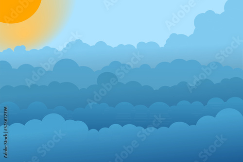 Sky and Clouds  Beautiful Background. Stylish design with a flat  cartoon poster  flyers  postcards  web banners. holiday mood  airy atmosphere. Isolated Object. Design Material. Vector illustration.