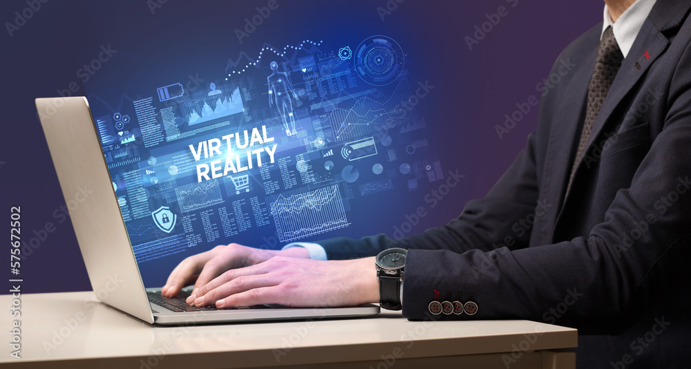 Businessman working on laptop concept Businessman working on laptop concept